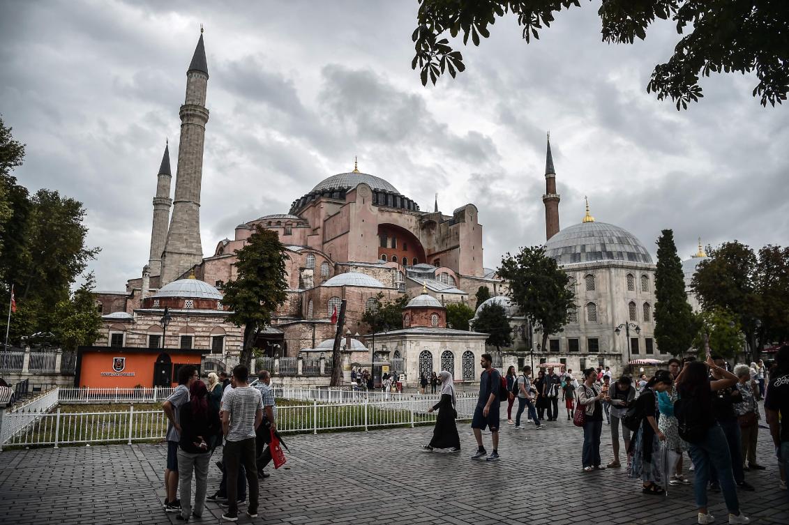 This file photo taken on August 22, 2017 shows Hagia Sofia museum in the historical district of Istanbul as Turkish President Recep Tayyip Erdogan mooted on March 24, 2019 the possibility of renaming it as a mosque, in comments during a television interview. (AFP)