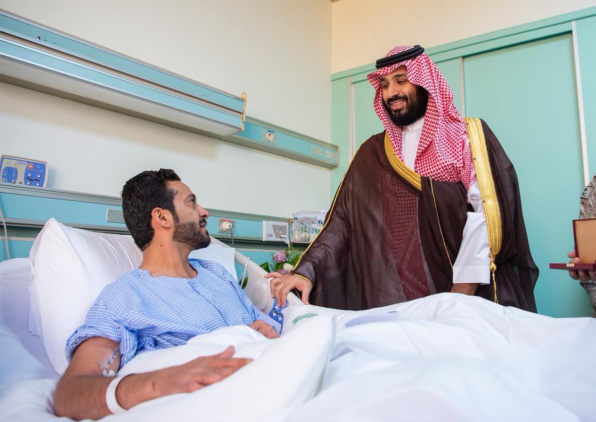 Crown Prince Mohammed bin Salman meets injured soldiers during Riyadh hospital visit