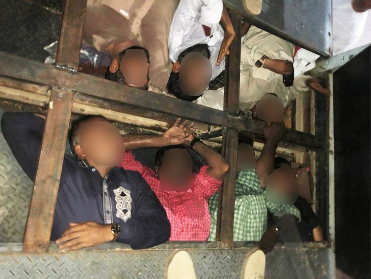 The people were found in a cramped, hollowed-out section of the truck floor. (courtesy: Abu Dhabi police)