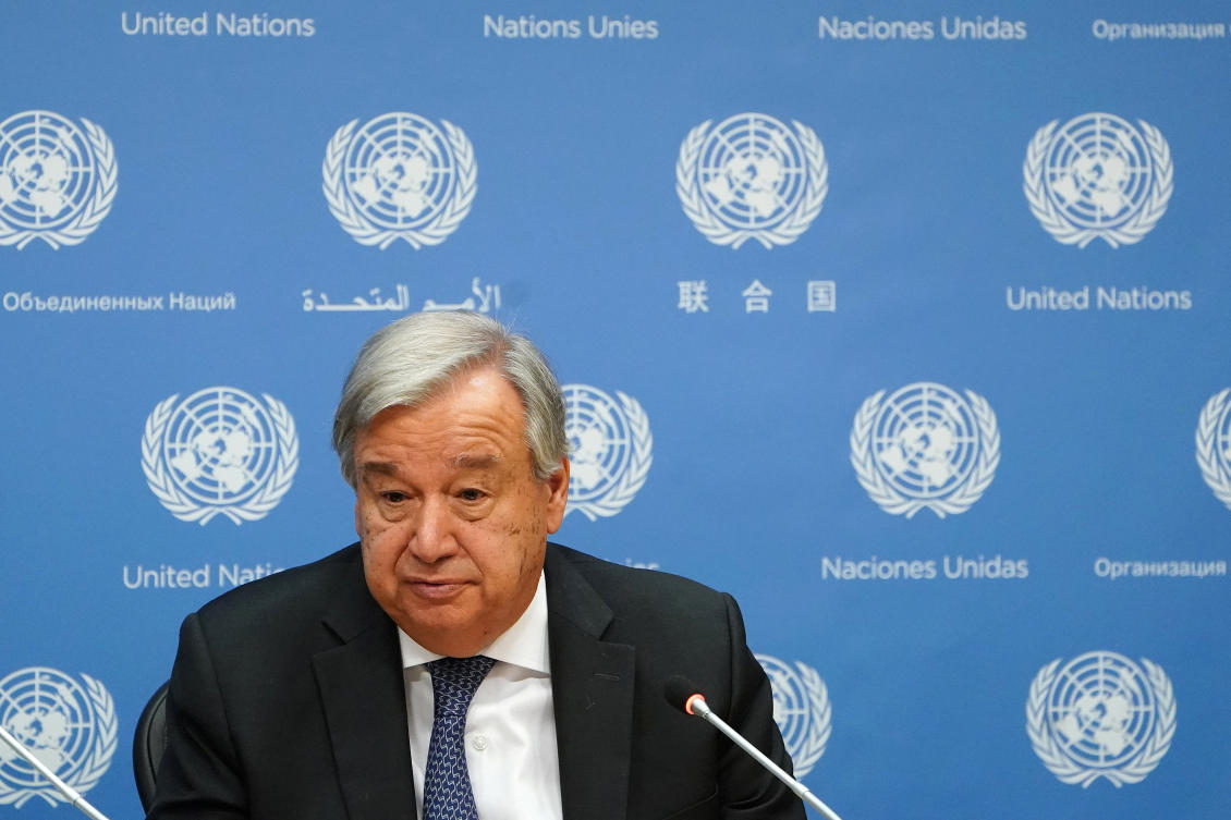 Secretary-General of the United Nations Antonio Guterres speaks to the press at United Nations headquarters in the Manhattan borough of New York, New York, U.S., September 18, 2019. (Reuters)