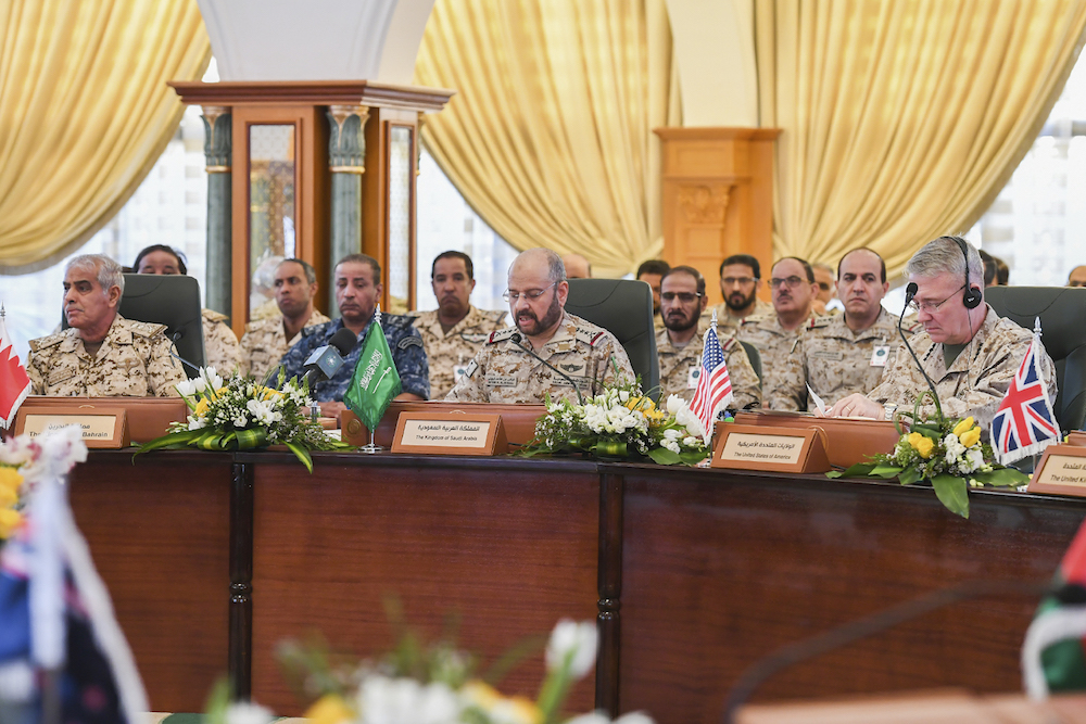 Representatives from more than 60 countries including Israel but not Iran met in Bahrain on Monday to discuss maritime security following attacks on tankers in the Gulf and Saudi oil installations. (SPA)