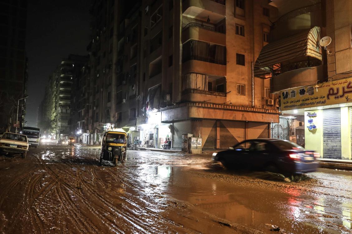The streets of Faisal area after heavy rains today in the capital Cairo, Egypt on October 22, 2019. (AFP)