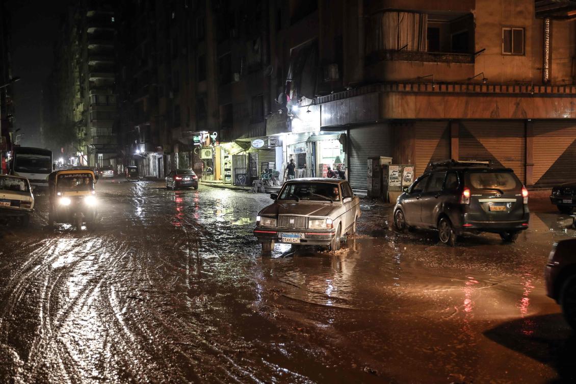 The streets of Faisal area after heavy rains today in the capital Cairo, Egypt on October 22, 2019. (AFP)