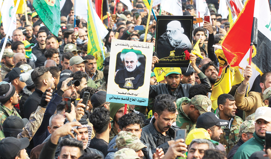Supporters attend the funeral of Qassem Soleimani and the Iraqi Abu Mahdi Al-Muhandis in Baghdad. (AFP)