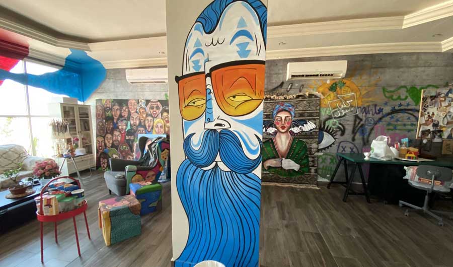 Nahla Ghafaili decided to paint away her boredom during the curfew but soon ran out of canvases, so decided to paint on objects in her home. (Photo/Supplied)