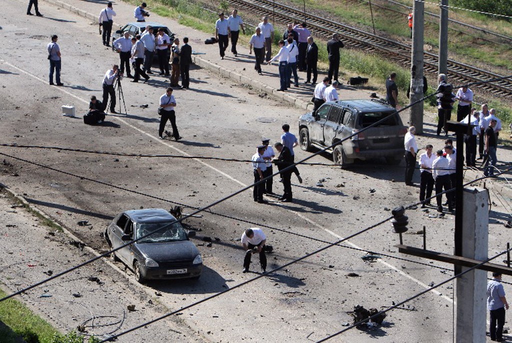 A file image of Russian police investigators work at a blast site. (AFP)