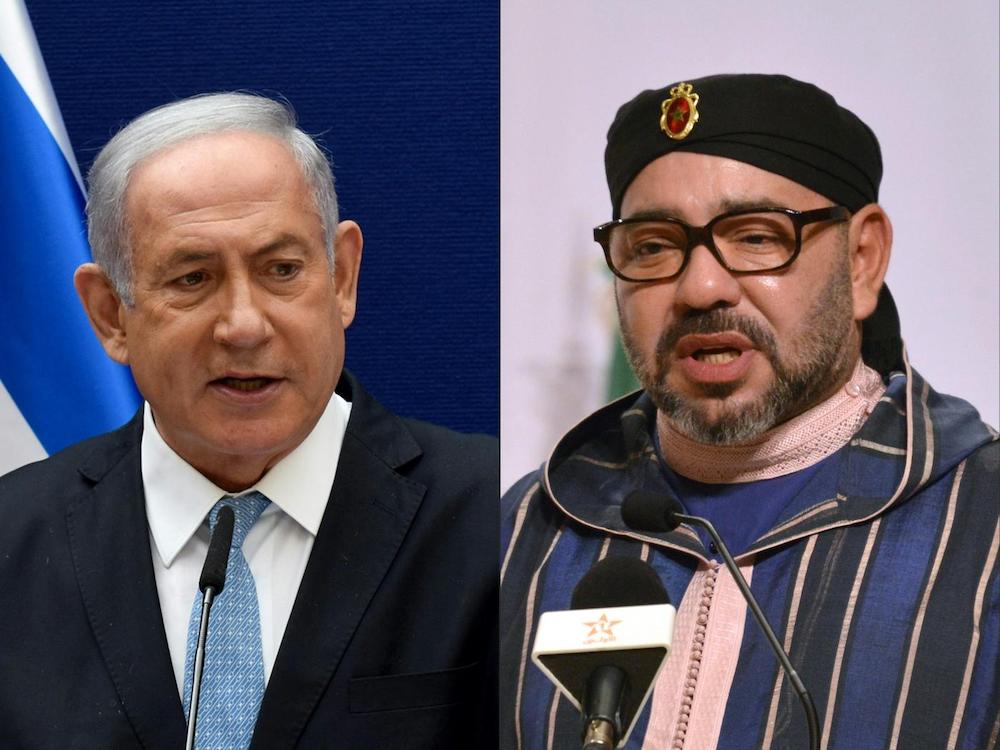 Morocco’s King Mohammed VI and Israeli Prime Minister Benjamin Netanyahu discussed bilateral ties during phone call. (File/AFP)