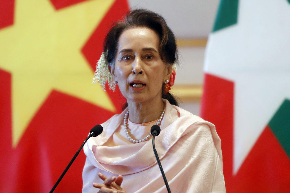 Myanmar's leader Aung San Suu Kyi, shown in this photo taken in 2019, was reportedly placed under house arrest in a rumored military coup taking place in the troubled Southeast Asian nation. (AP Photo/Aung Shine Oo, File)