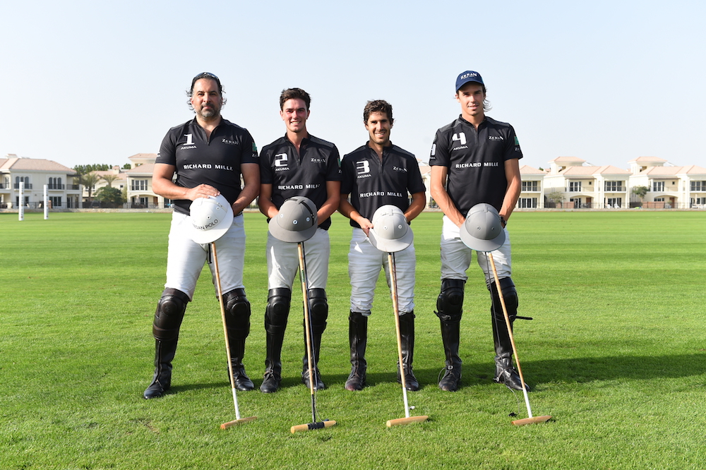 Amr Zedan, the chairman of the Saudi Polo Federation, with the Zedan Polo team in the Dubai Golden Cup series, 2021. (Supplied)