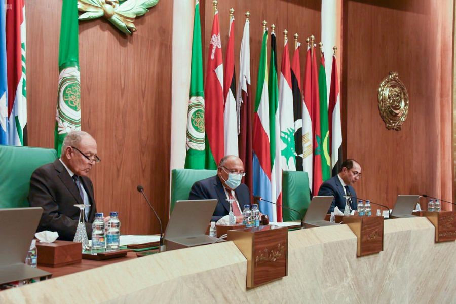 Arab League foreign ministers held an emergency meeting in Cairo on Monday, Feb. 8 2021, to discuss the Middle East peace process and preserving Arab national unity. (SPA)