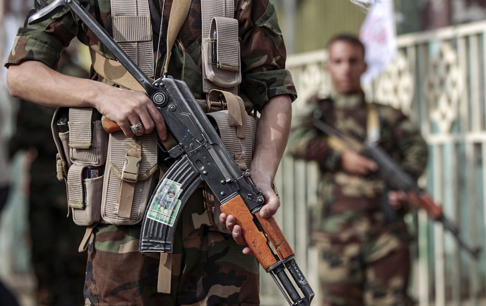 Houthi rebels monitor a rally commemorating the Shiite religious holiday of Ashoura in the capital Sanaa, September 10, 2019. (AFP/File Photo)