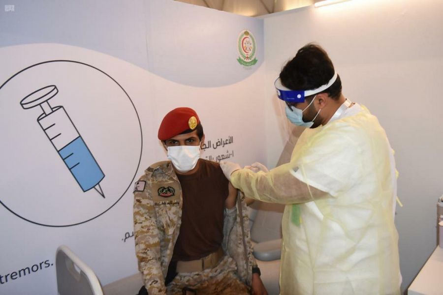 Saudi Arabia’s Ministry of Defense inaugurated a new coronavirus vaccination center at Prince Sultan Military Medical City in the capital Riyadh on Monday, Feb. 22, 2021. (SPA)