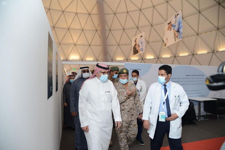 Saudi Arabia’s Ministry of Defense inaugurated a new coronavirus vaccination center at Prince Sultan Military Medical City in the capital Riyadh on Monday, Feb. 22, 2021. (SPA)