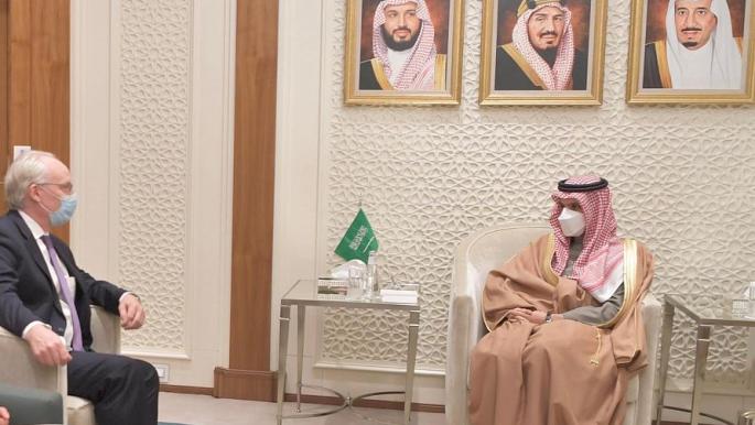 US special envoy to Yemen Tim Lenderking met with Saudi Arabia's Foreign Minister Prince Faisal bin Farhan during his last visit to the region. (File/SPA)