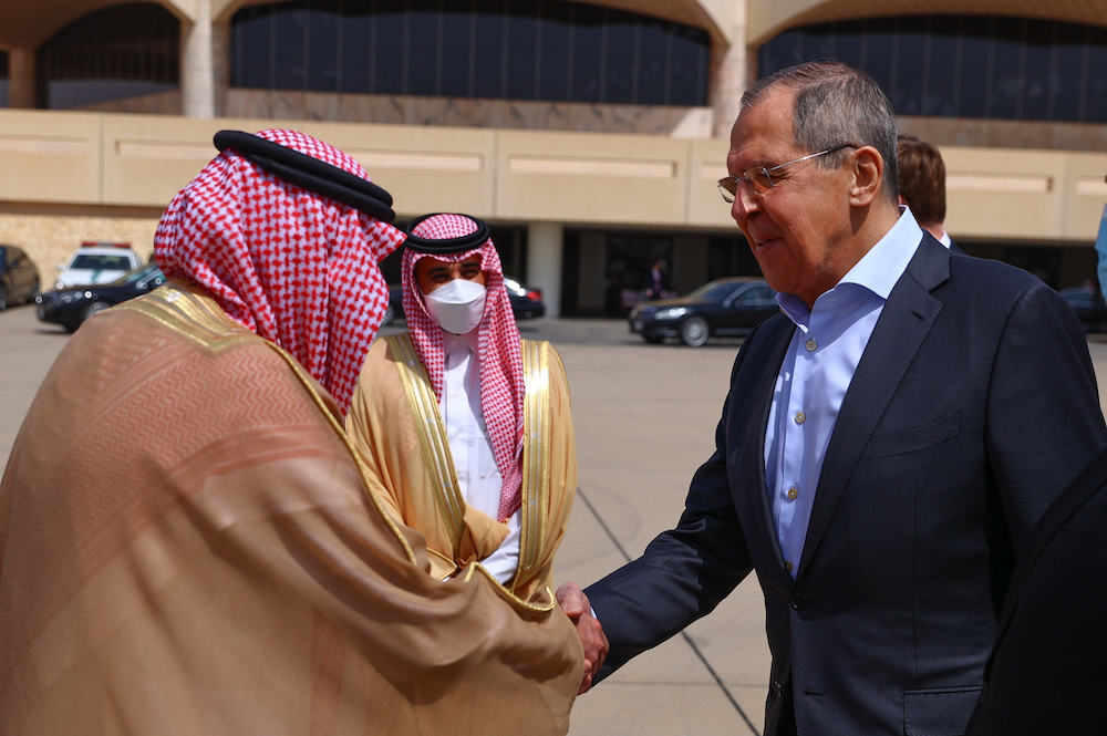 Russia’s Foreign Minster Sergey Lavrov arrived in the Saudi capital, in Riyadh on an official visit on Wednesday, March 10, 2021. (SPA)