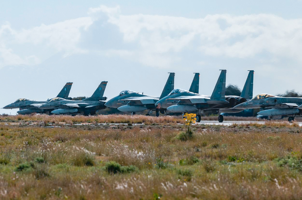 The “Falcon Eye 1” exercise took place at the Souda Air Force Base in Greece. (Saudi Ministry of Defense) The “Falcon Eye 1” exercise took place at the Souda Air Force Base in Greece. (Saudi Ministry of Defense)