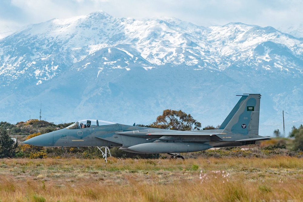The “Falcon Eye 1” exercise took place at the Souda Air Force Base in Greece. (Saudi Ministry of Defense) The “Falcon Eye 1” exercise took place at the Souda Air Force Base in Greece. (Saudi Ministry of Defense)