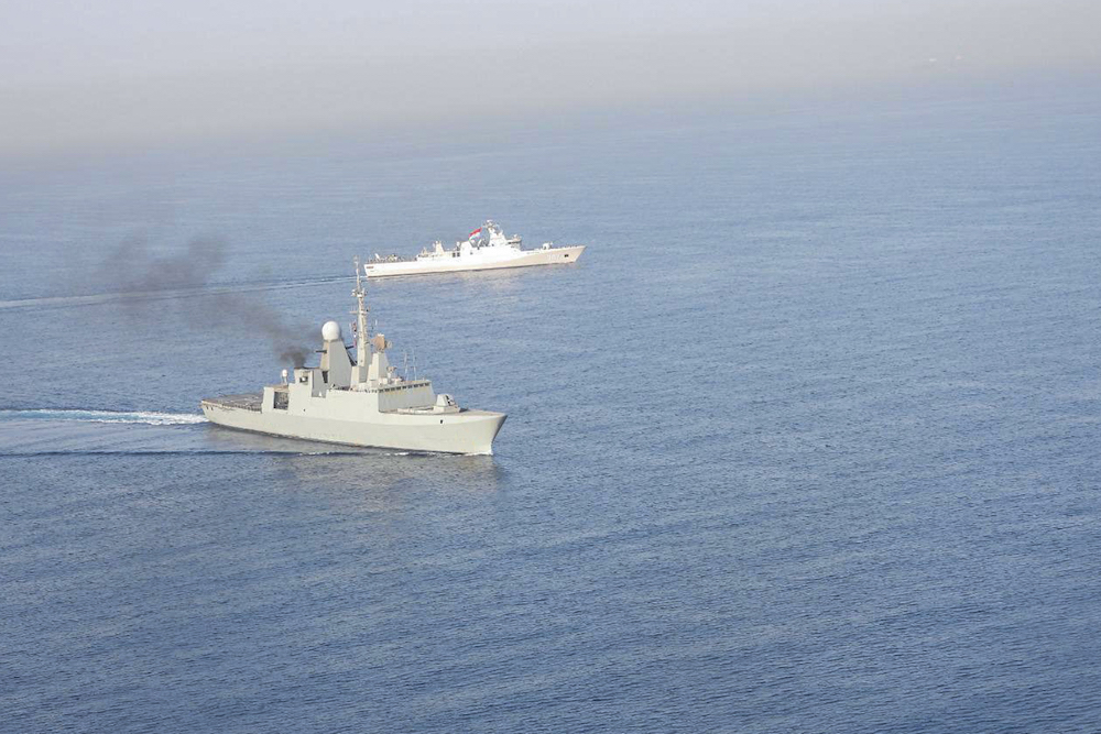 The Royal Saudi Naval Forces participate in a joint exercise with their Indonesian counterparts in the Red Sea. (Twitter/@modgovksa)