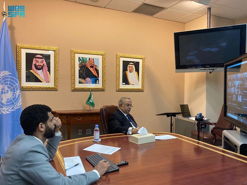 Saudi Arabia’s ambassador to the UN Abdullah Al-Mouallimi meets with permanent representatives of a number of UN Security Council member states. (SPA)