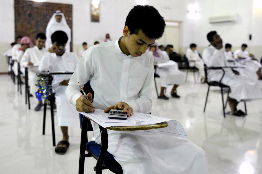 Saudi students sit for their final high school exams in the Red Sea port city of Jeddah. (File/AFP)