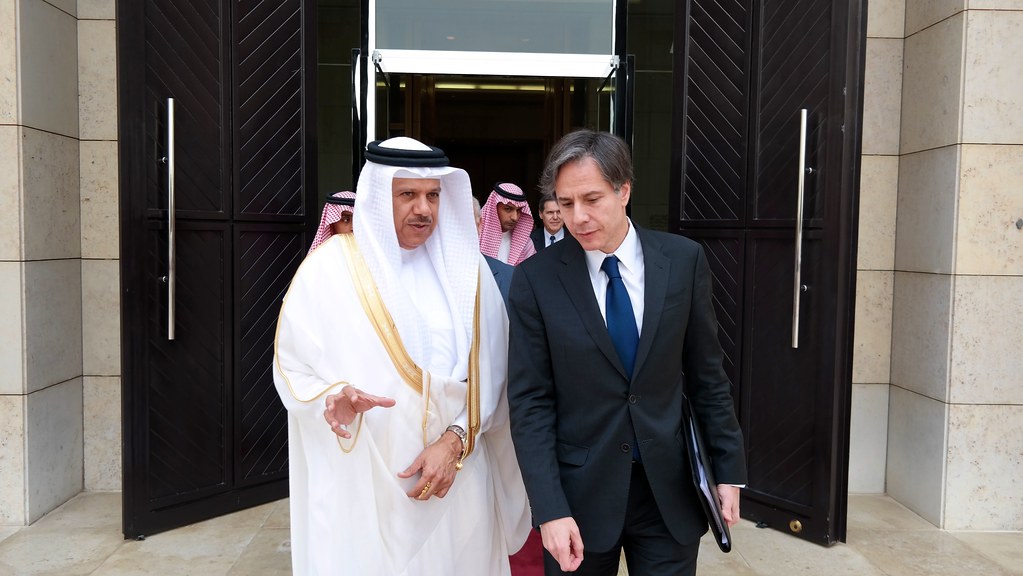 US Secretary of State Antony Blinken and Bahraini counterpart Abdullatif Al-Zayani discussed ties with Israel during call. (File/US State Department)