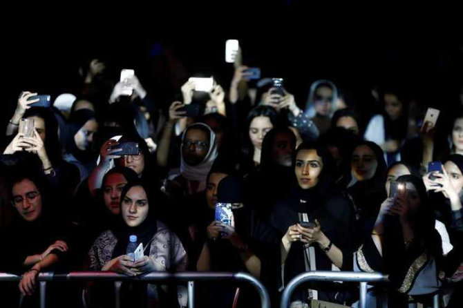 Saudi women attend a jazz festival in Riyadh on Feb. 23, 2018. Saudi Arabia will soon be having its own pool of musical talents. (Reuters)