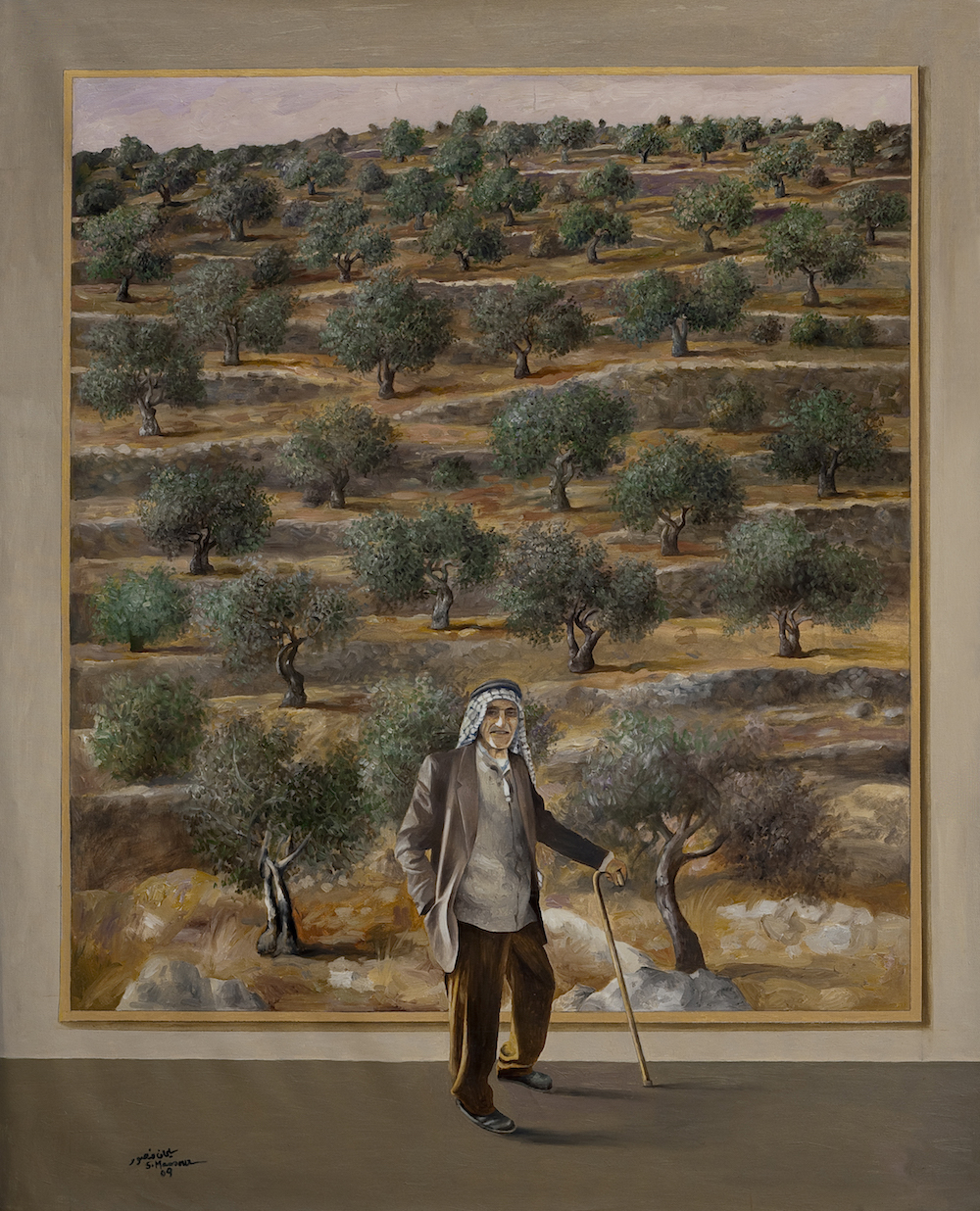 Olive trees have for centuries provided a steady source of income from the sale of their fruit and the silky, golden oil derived from it - and encapsulate the Palestinian identity wholly. (Supplied/Sliman Mansour)