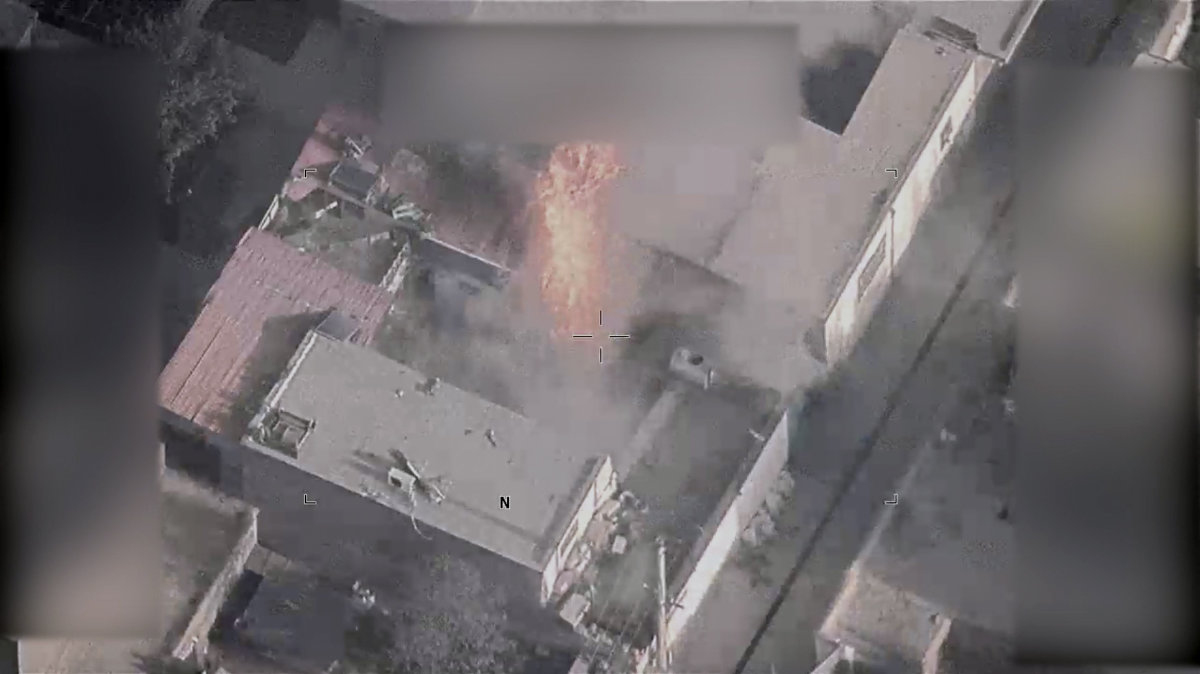 This video image shows a fire that followed a drone strike in Kabul, Afghanistan, on August 29, 2021, which killed 10 civilians.  (US Department of Defense via AP)