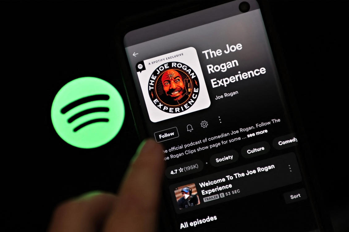 Spotify reportedly paid $100 million to exclusively host the Joe Rogan podcast. (File/AFP)