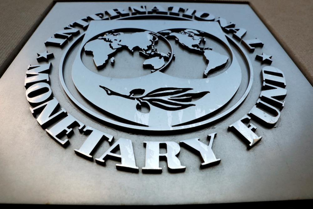 The International Monetary Fund (IMF) logo is seen outside the headquarters building in Washington, US. (File/Reuters)