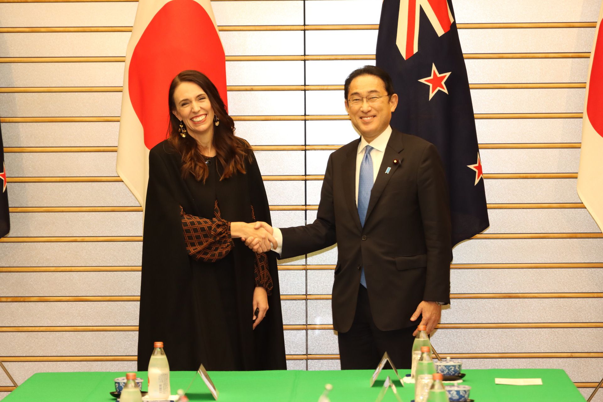 Japanese Prime Minister Fumio Kishida and New Zealand Prime Minister Jacinda Ardern meet at the Prime Minister's official residence in Tokyo, Japan. (Reuters)
