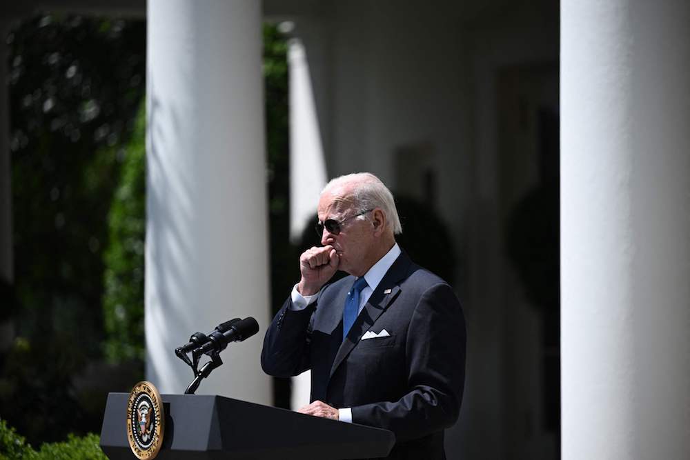 US President Joe Biden speaks in the Rose Garden of the White House in Washington, DC on July 30, 2022. (AFP)