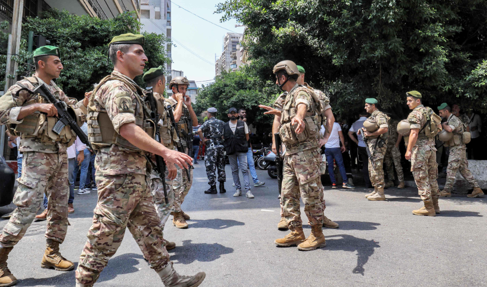 Army soldiers gather in Lebanon's capital Beirut on August 11, 2022. (AFP)