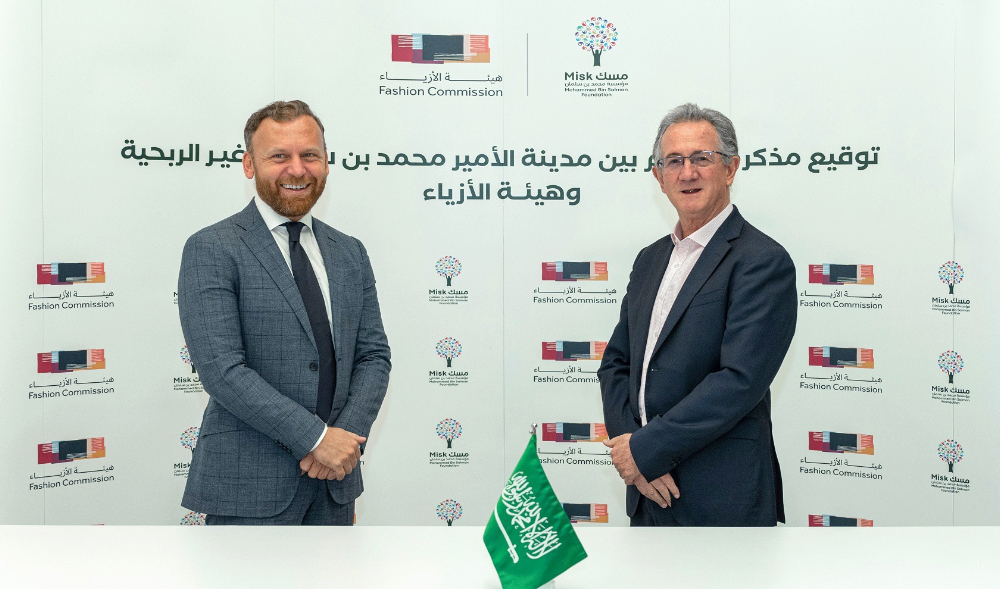 David Henry, the CEO of nonprofit city; and Burak Cakmak, CEO of the Saudi Fashion Commission. The deal will enhance cooperation. (Supplied)