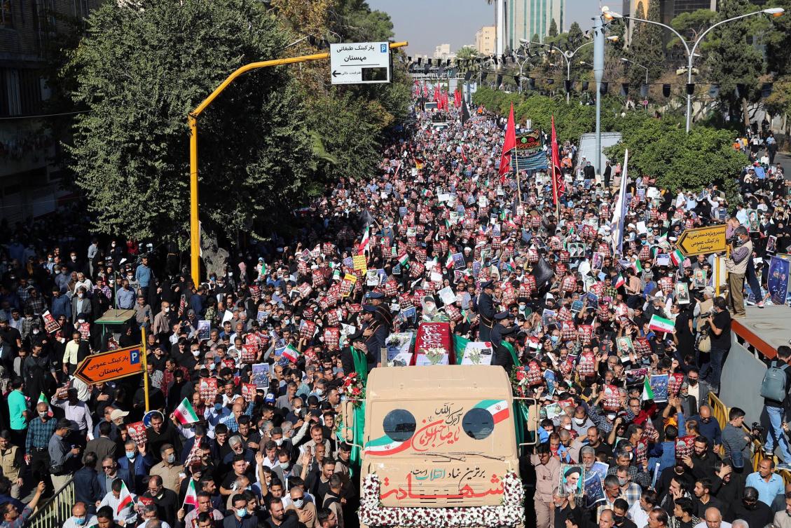 Iran shrine attack mourners chant against Mahsa Amini &lsquo;riots&rsquo;