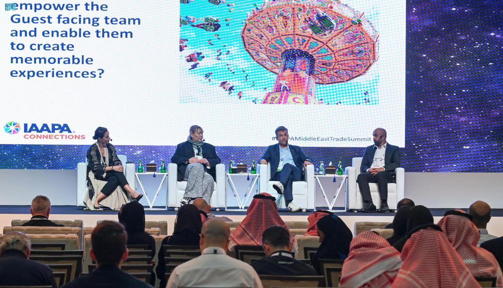 The first IAAPA Middle East Trade Summit was opened in Riyadh on Tuesday organized by the General Entertainment Authority, in partnership with the IAAPA Global Association for the Attractions Industry. (SPA)