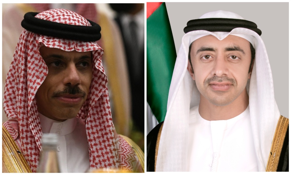 UAE’s Foreign Minister Sheikh Abdullah bin Zayed Al-Nahyan thanked Saudi Foreign Minister Prince Faisal bin Farhan for evacuating UAE nationals from Sudan. (File/AFP/WAM)