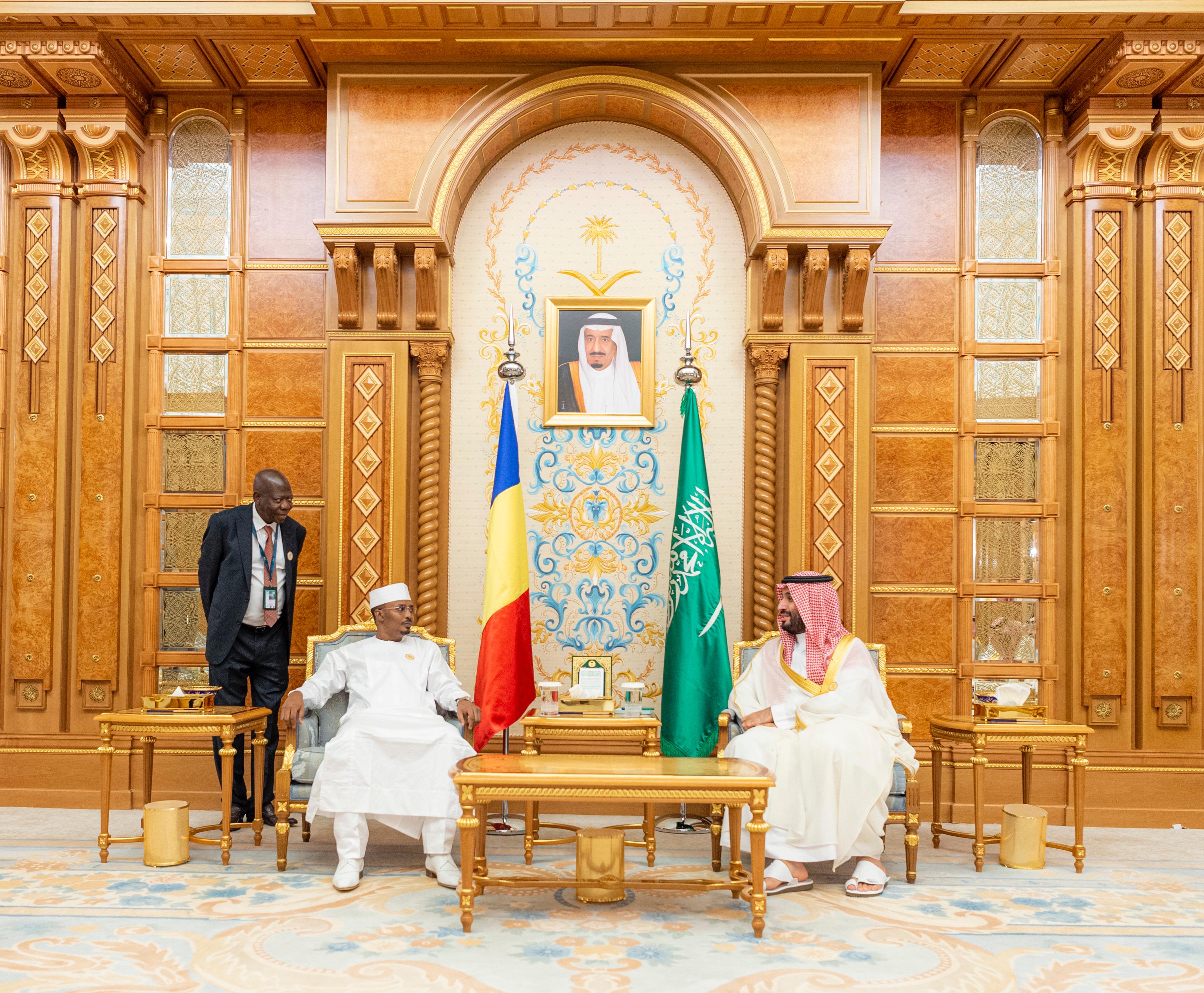 Saudi Arabia’s Crown Prince Mohammed bin Salman received Chad’s President Mahamat Deby. (SPA)