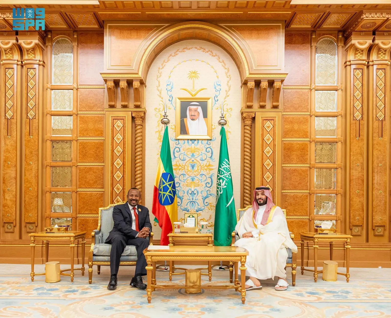 Saudi Arabia’s Crown Prince Mohammed bin Salman received Ethiopian Prime Minister Abiy Ahmed Ali. (SPA)