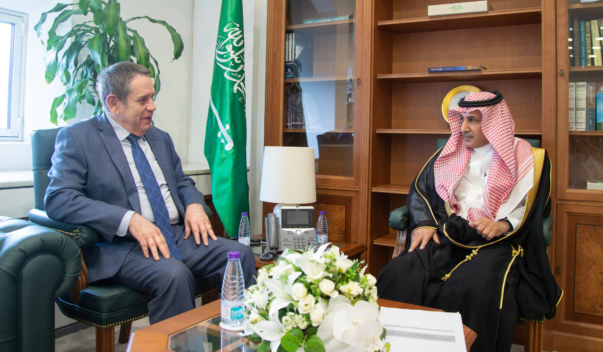 Saud Al-Sati holds talks with Sergey Kozlov in Riyadh. (Supplied)