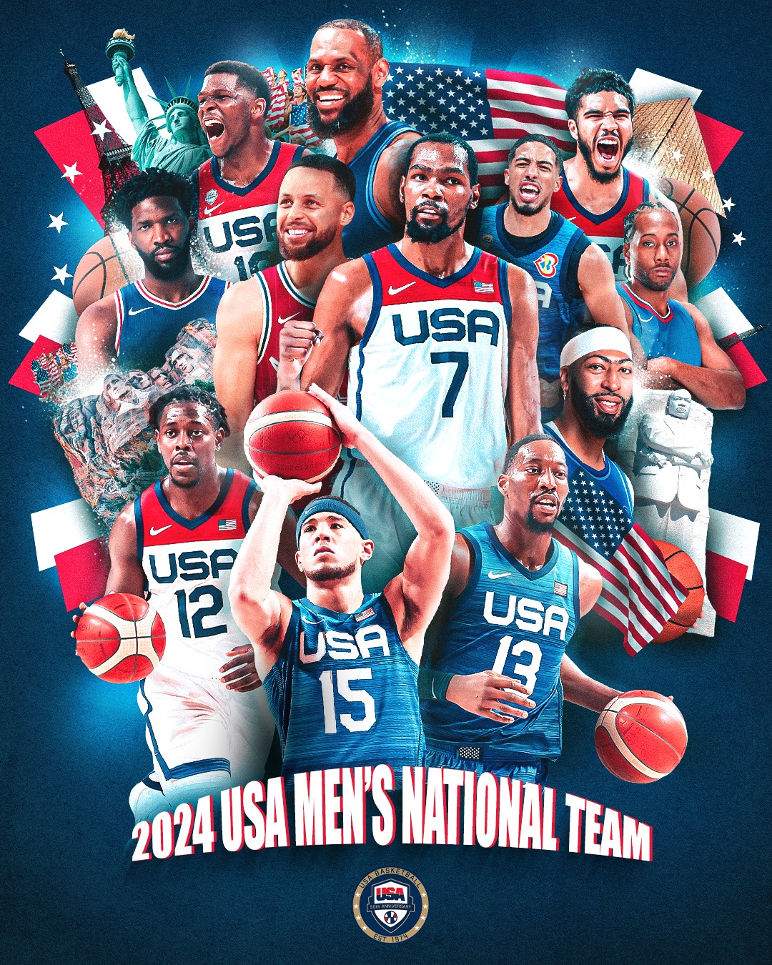 The 2024 USA basketball men’s national team will play two preparation matches in Abu Dhabi against Australia (July 15) and Serbia (July 17). (Supplied)