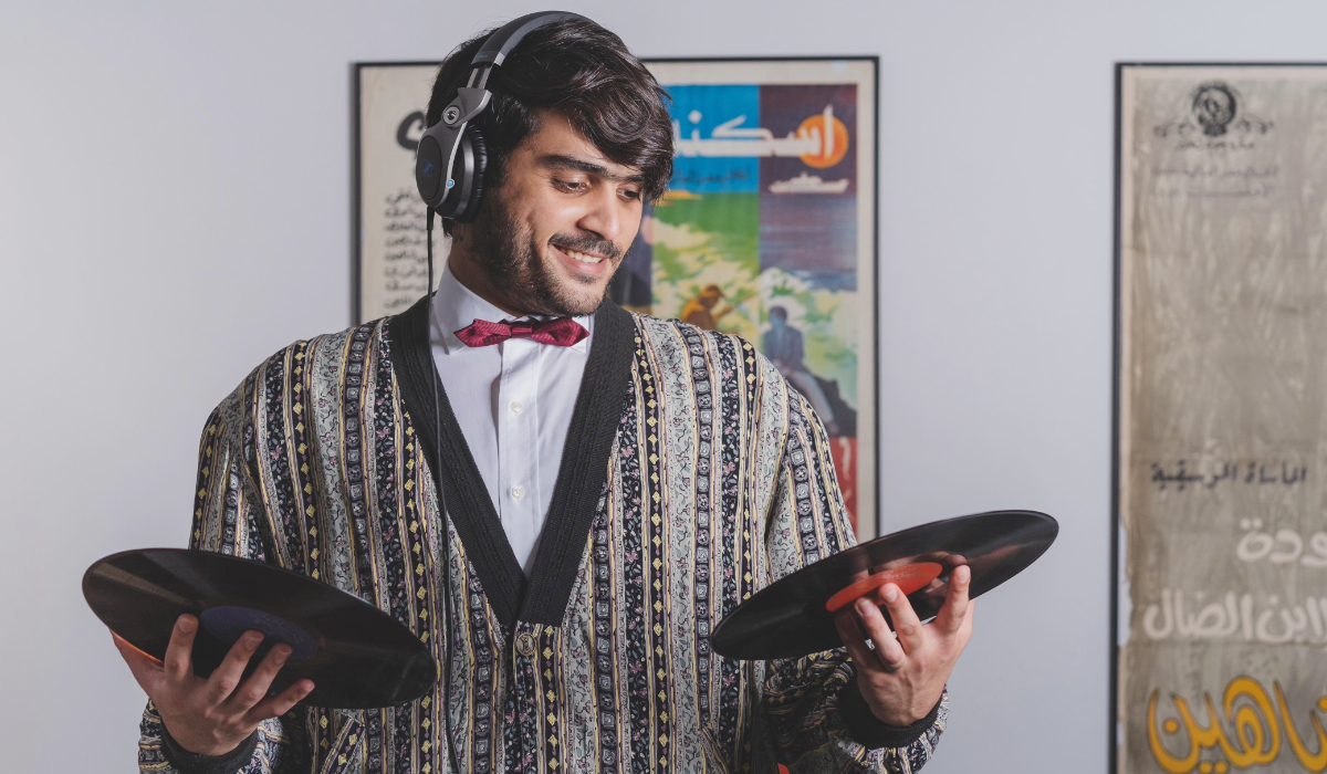 Amid changing online and digital music trends, Saudi DJ Yaser Hammad, known professionally as Adulsamee3 Allamee3, is upholding the tradition of vinyl. (Supplied)