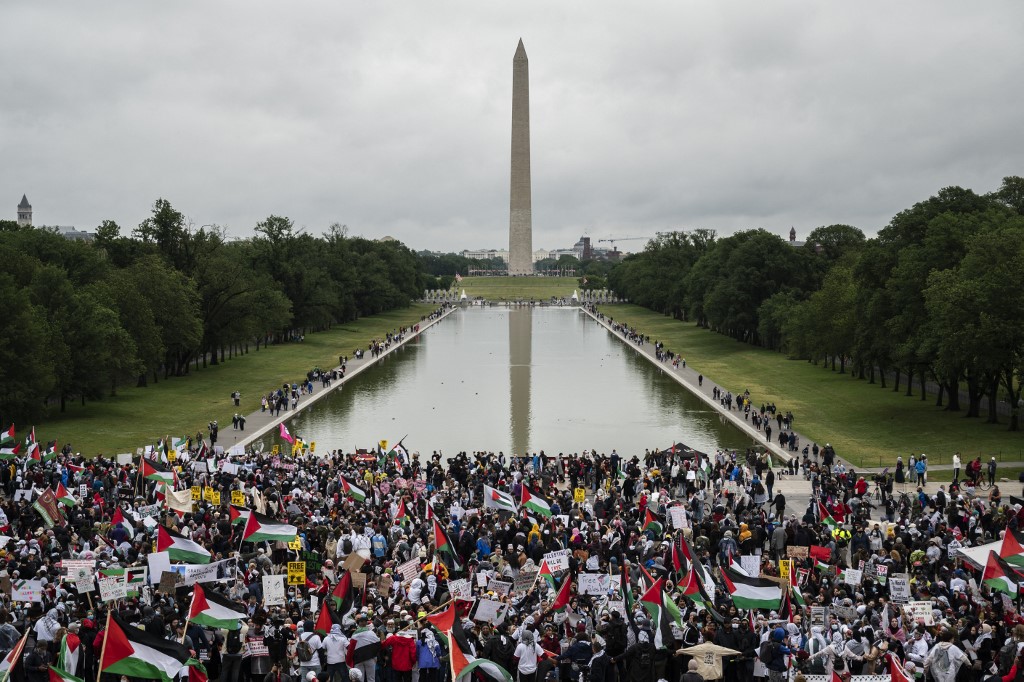 Thousands Rally In Washington Dc In Support Of Palestinians Arab News