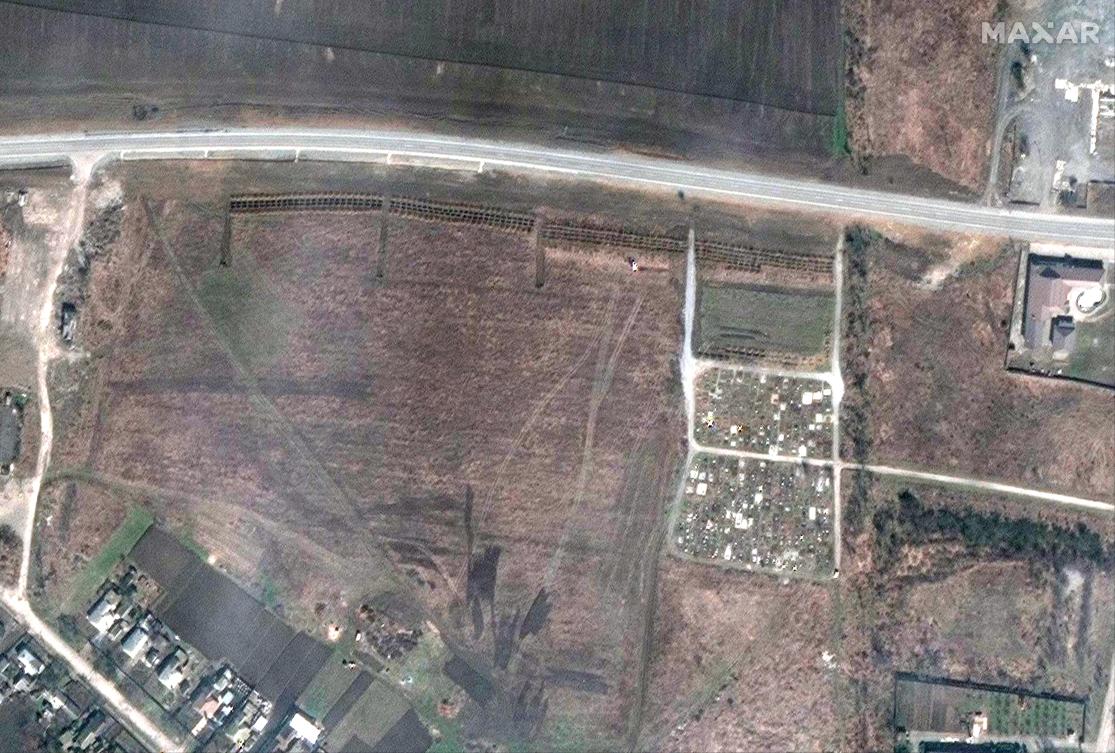Possible mass graves near Mariupol shown in satellite images - Arab News
