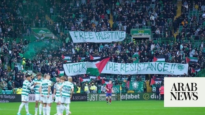 Fans of Scottish football team Celtic FC show support for