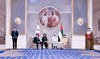 Sheikh Mohammed bin Rashid, UAE vice president and prime minister and ruler of Dubai, meets with President Moon Jae-in at Expo 2020 Dubai. (WAM)