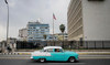 A vintage car passes by the U.S. Embassy in Havana, Cuba, October 30, 2020. Picture taken October 30, 2020. (REUTERS)