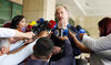 United Nations Special Envoy for Syria Geir Pedersen talks to reporters in the Syrian capital Damascus, on May 22, 2022. (AFP)