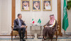 Saudi Foreign Minister Prince Faisal bin Farhan meets with Italian Minister of Foreign Affairs Luigi Di Maio. (SPA)