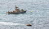 An Israeli navy vessel is pictured off the coast of rosh Hanikra, an area at the border between Israel and Lebanon 
